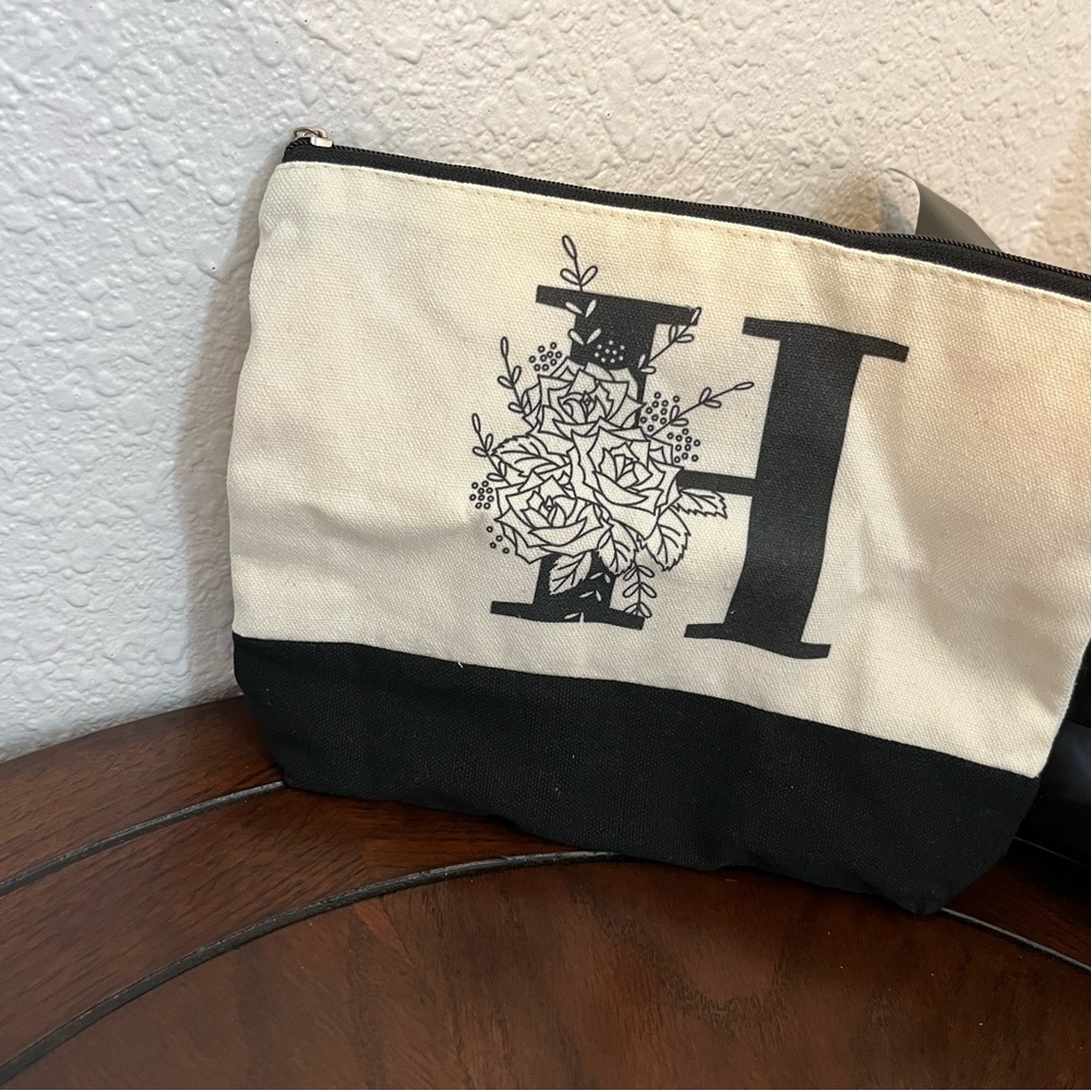 Floral Monogram Canvas Pouch COSMETIC